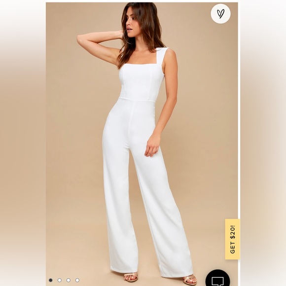 Lulus Pants - Lulus Enticing Endeavors White Jumpsuit